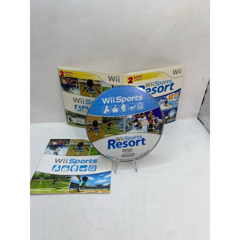 Wii Sports & Wii Sports Resort - 2 in 1 Combo - Tested Working w manuals rare